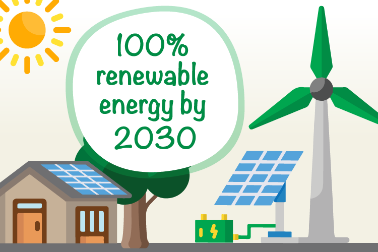 100% renewable energy by 2030